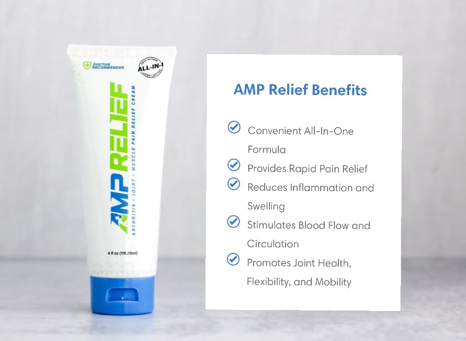 AMP RELIEF Cream - 4oz - All Natural Topical Pain Cream with Arnica, Boswellia, Eucalyptus and Menthol AMP RELIEF Au supplements