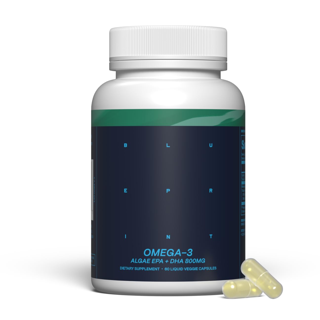 Blueprint Bryan Johnson Omega-3 - Vegan Algae Omega 3 Supplement with EPA/DHA - 800mg Plant-Based for Brain, Heart & Joint Support - High Absorption Triglyceride Form - 1:1 EPA/DHA Blueprint Bryan Johnson Au supplements