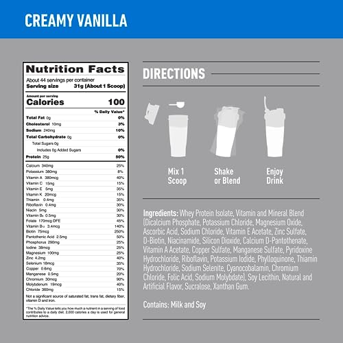 Isopure Protein Powder, Creamy Vanilla Whey Isolate with Vitamin C & Zinc for Immune Isopure Au supplements