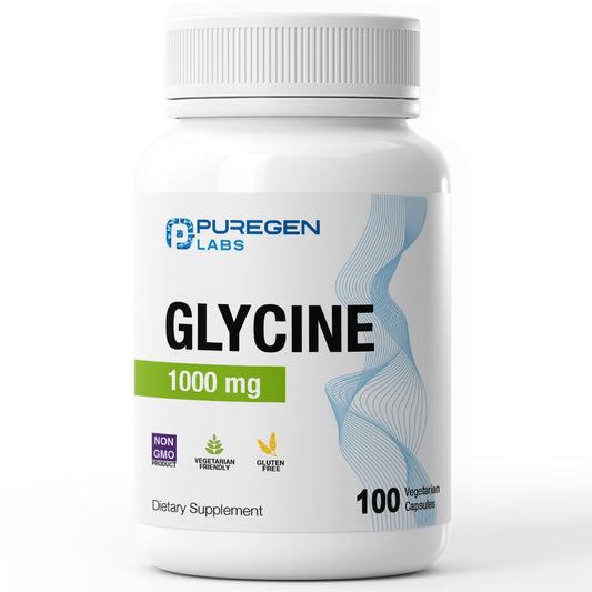 Puregen Labs Glycine 1000mg [High Potency] 100 Vegetarian Capsules, Promotes Healthy Rest | No Harmful Additives P Puregen LabsUS supplements