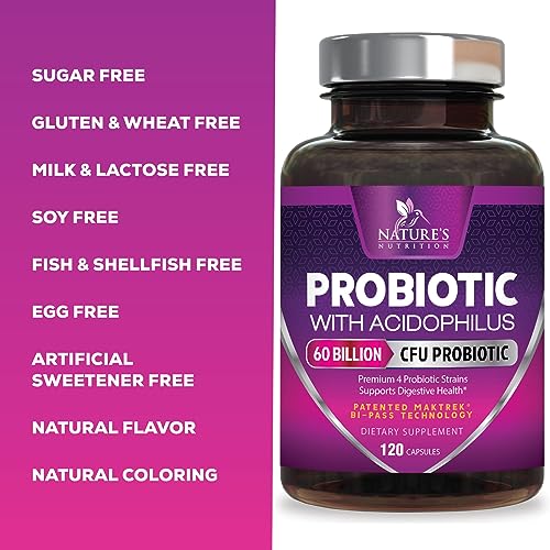 Probiotics, 60 Billion CFU per Serving, Probiotic with Prebiotics for Digestive & Immune Health Nature's Nutrition Au supplements