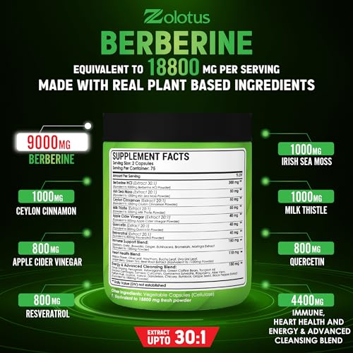 Zolotus 18800mg Berberine Supplement 40 in 1, with Sea Moss, Cinnamon, Milk Thistle Zolotus Au supplements