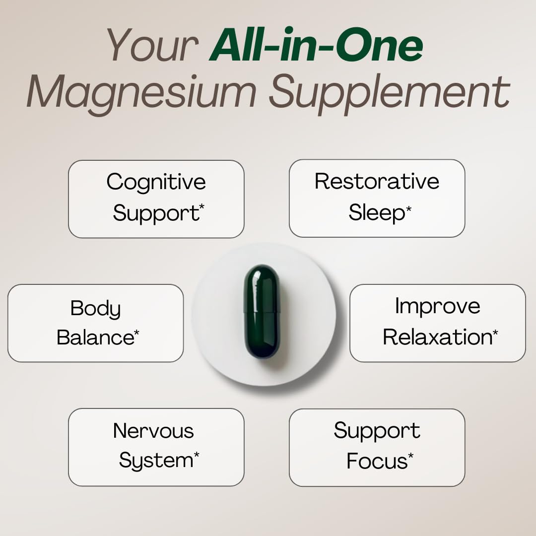 MAGPLUS+ Magnesium L-Threonate w Apigenin & L Theanine | 7-Ingredient Sleep Blend | Brain, Memory, & Sleep Support | Liposomal Magnesium Threonate Supplement (60 Capsules) Plus+Ultra Au supplements