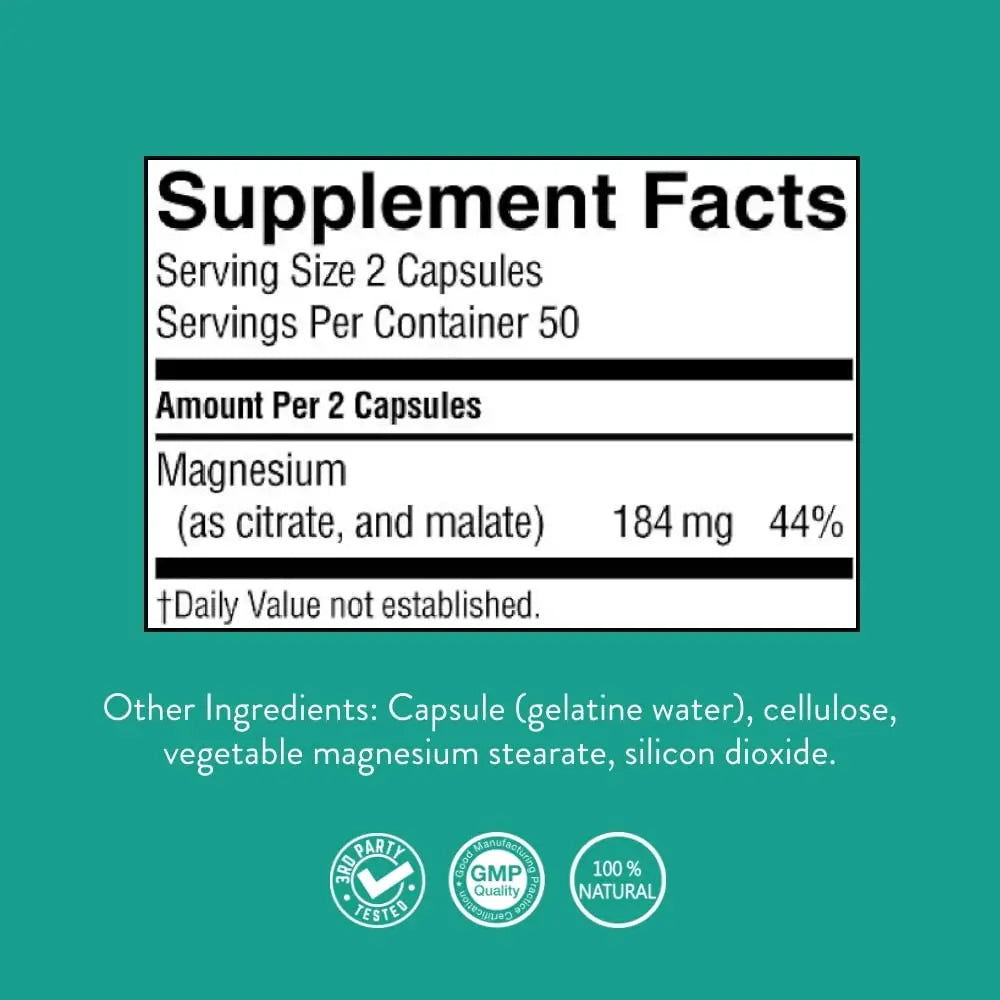 Nature’s Sunshine Magnesium Complex - High Potency Magnesium Supplement with Citrate & Malate for Relaxation, Optimal Absorption, Muscle Function, Energy Production - 50 Servings (100 Capsules) Nature's Sunshine Au supplements