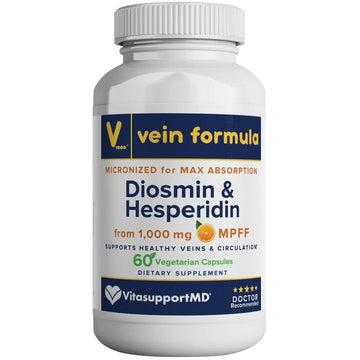 Vein Formula Diosmin Hesperidin 1000mg, Micronized Bioflavonoids Blend for Blood Circulation, Vein Support MPFF Supplement for Circulation in legs and feet, and Healthy Blood Flow Support, 60 Capsules VITASUPPORTMD Au supplements