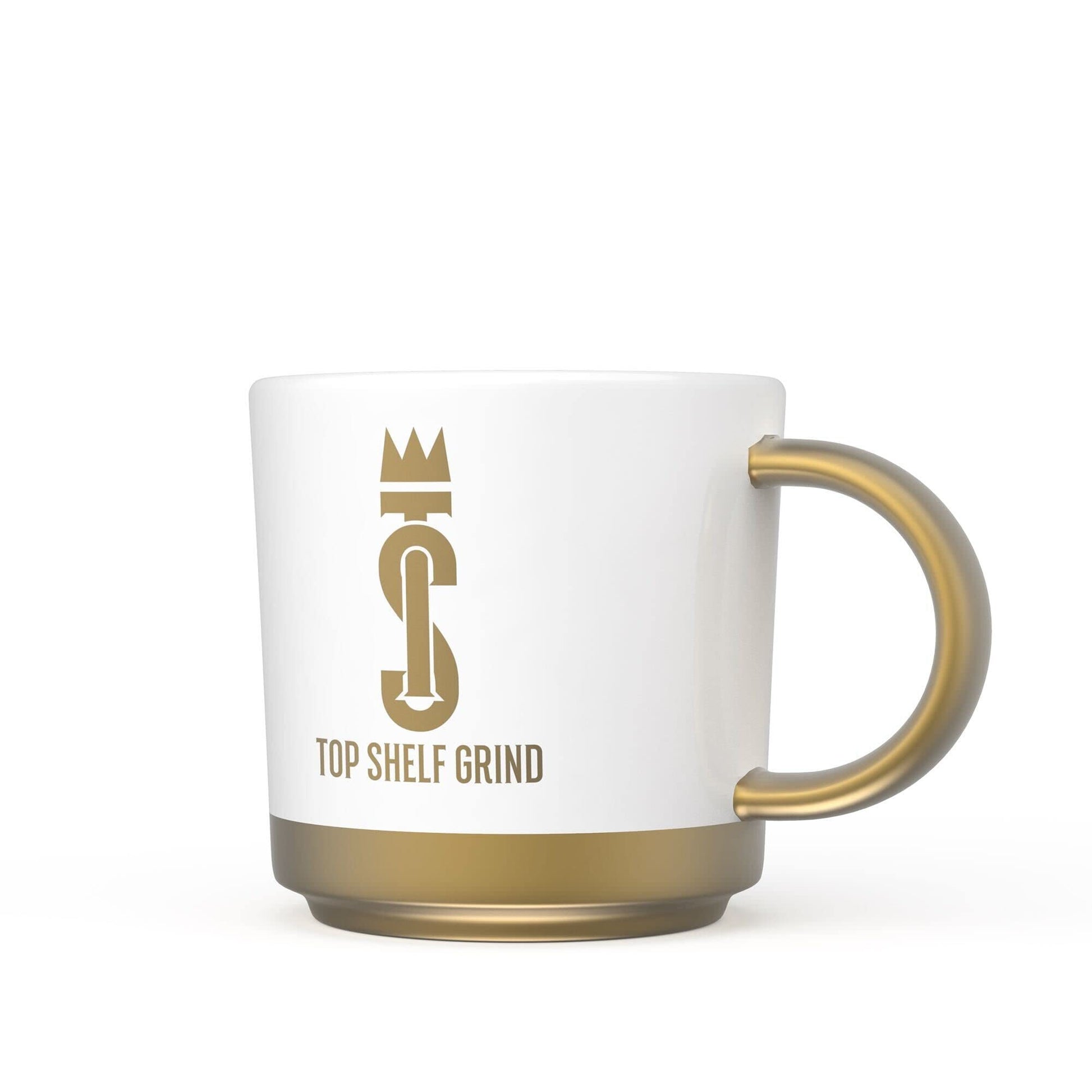 Top Shelf Grind Coffee Mug - The Prosperity Cup (Drink & Grow Rich) - White & Gold Join Top Shelf Grind Au supplements