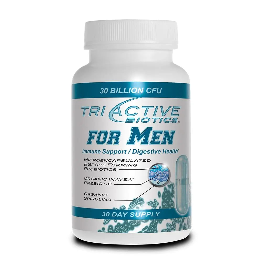 Essential Source TriActive Biotics for Men - Probiotic Capsules, 30 Billion CFU with Prebiotics & Blue Spirulina, Shelf Stable, Allergen Free, Digestive & Immune Support, 30 Count Essential Source Au supplements
