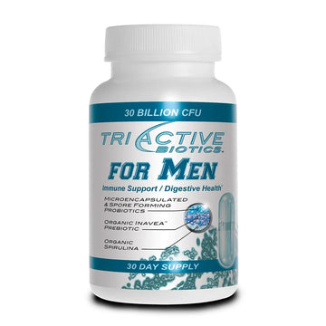 Essential Source TriActive Biotics for Men - Probiotic Capsules, 30 Billion CFU with Prebiotics & Blue Spirulina, Shelf Stable, Allergen Free, Digestive & Immune Support, 30 Count Essential Source Au supplements