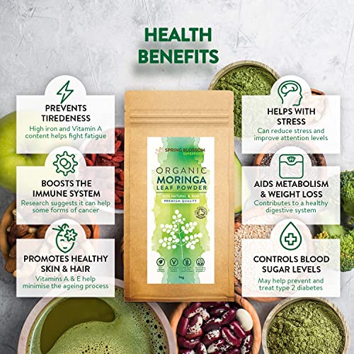 1KG Moringa Superleaf Powder Oleifera 100% Organic Raw Premium Quality Non-GMO Spring Blossom Au supplements
