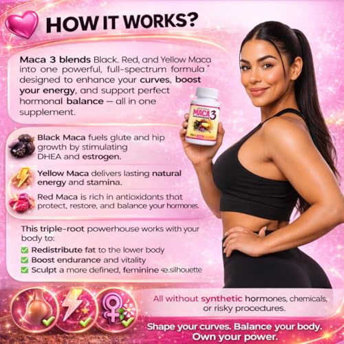 Maca 3 Capsules – Black, Red & Yellow Maca Root Blend – Feminine Balance & Natural Body Support – Herbal Formula Curvy Fruit Au supplements