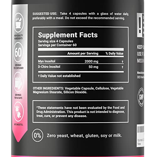 Myo-Inositol & D-Chiro Inositol by B Life - 240 Capsules | Made in USA | 40:1 Ratio B Life Company Au supplements