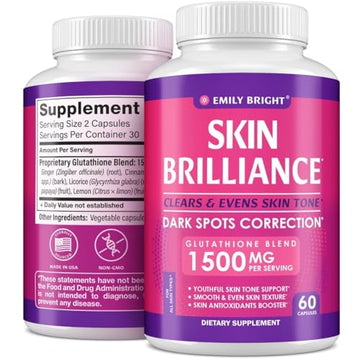 Glutathione Capsules - 1,500mcg Glutathione Supplement - Skin Tone Enhancer - Targets Emily Bright INC Au supplements