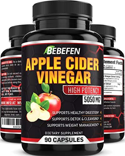 Apple Cider Vinegar Capsules - 5050mg Formula Pills with Black Pepper Extract BEBEFENAU supplements