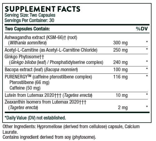 Thorne Memoractiv - Nootropic Brain Supplement for Focus, Creativity, and Concentration Thorne Au supplements