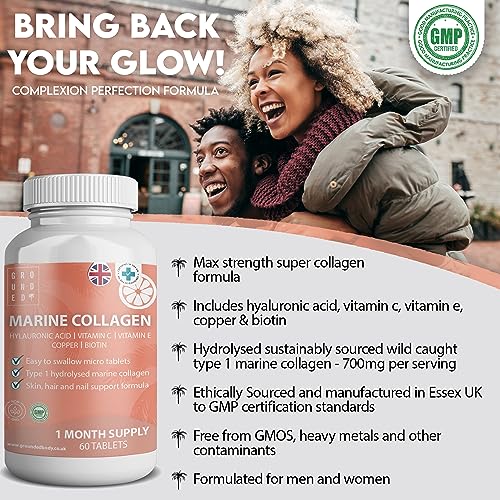 Hydrolysed Marine Collagen 700mg with Hyaluronic Acid, Vitamin C, Vitamin E, Copper & Biotin G R O U N D E D COFFEE SCRUB Au supplements