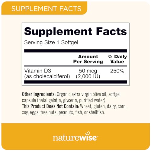 NatureWise Vitamin D3 2000iu (50 mcg) Healthy Muscle Function, and Immune Support NatureWise Au supplements
