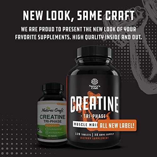 High Strength Tri Phase Creatine Pills - Muscle Mass Gainer and Muscle Recovery Creatine Natures Craft Au supplements