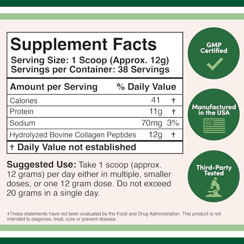 Collagen Peptides Powder - Hydrolyzed Collagen, Keto Safe - 16.08oz - Multi Type 1, 2 Double Wood Supplements Au supplements