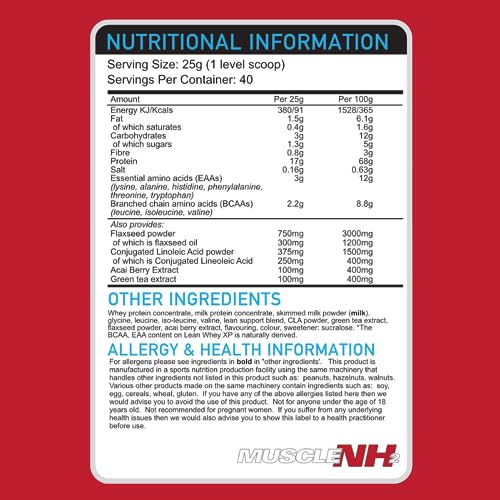 MuscleNh2 Lean Whey XP Diet Whey Protein Powder, Low Fat and Sugar, High Protein MuscleNh2 Au supplements