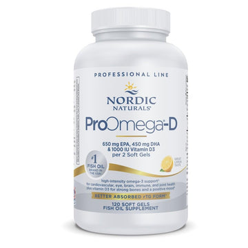 Nordic Naturals ProOmega-D, Lemon Flavor - 120 Soft Gels - 1280 mg Omega-3 + 1000 IU D3 - High-Potency Fish Oil - EPA & DHA - Brain, Eye, Heart, & Immune Health - Non-GMO - 60 Servings Nordic Naturals Au supplements