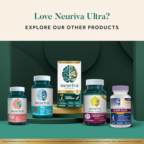NEURIVA Ultra Decaffeinated Clinically Tested Nootropic Brain Supplement for Mental Alertness, Memory, Focus & Concentration, Cognivive, Neurofactor, Phosphatidylserine, Vitamins B6 B12, 60 Capsules NEURIVA Au supplements