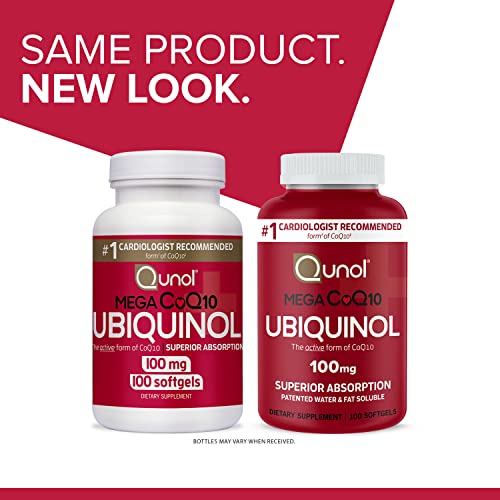 Qunol Mega Ubiquinol 100mg CoQ10, Superior Absorption, Patented Water and Fat Soluble Qunol Au supplements