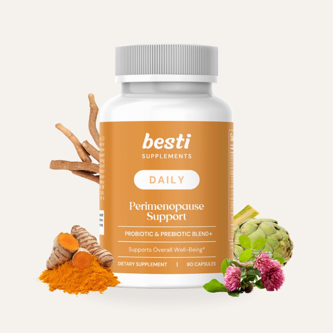 Besti Supplements Daily Perimenopause Support – Probiotic & Prebiotic Blend – Supports Overall Well-Being – 90 Capsules Besti Au supplements