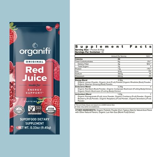 Organifi Red Juice - Vegan Energy Powder - Berry-Flavored Adaptogen Drink - Caffeine Organifi Au supplements