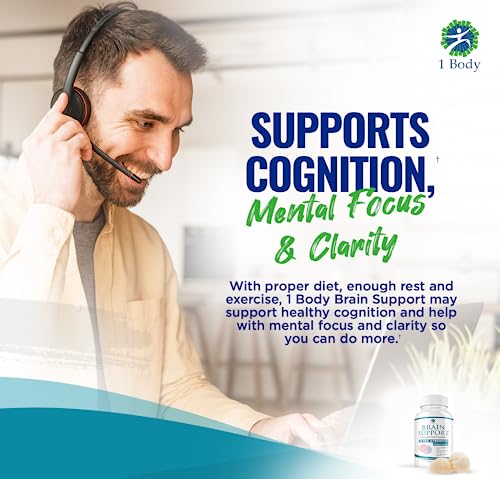 1 Body Brain Support: Twin Pack - 90 Capsules Each - Alpha GPC 1 Body Au supplements