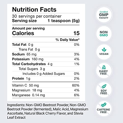 HumanN SuperBeets - Beet Root Powder - Nitric Oxide Boost for Blood Pressure, Circulation & Heart Health Support - Non-GMO Superfood Supplement - Natural Black Cherry Flavor, 30 Servings humanN Au supplements