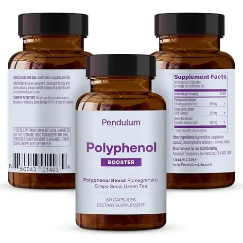 Pendulum Polyphenol Booster, Antioxidant from Superfoods, Beneficial Plant Compounds for Good Health, Helps Boost Akkermansia Muciniphila for Men & Women (60 Capsules, 1-Pack) Pendulum Au supplements