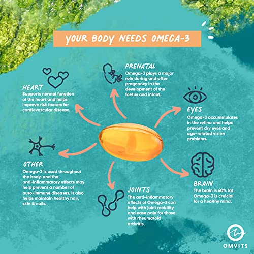 Omvits Vegan Omega 3 DHA from Algae Oil 1000mg - 60 Softgel Capsules with Vitamin E Omvits Au supplements