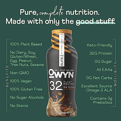 Pro Elite Vegan Plant-Based High Protein Keto Shake, No Nut Butter Cup, Zero Sugar OWYN Only What You Need Au supplements