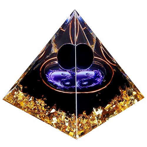Yin Yang Healing Crystal Orgonite Pyramid - Tai Chi with Obsidian Ball - Taiji Reiki Chakra Meditation FENGSHUI-CAISHEN Au supplements