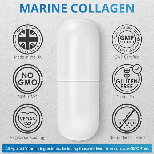 Applied vitamin Marine Collagen Capsules 2000mg-Enhance with Hyaluronic Acid, Zinc, Vitamin C & Biotin 120 Applied Vitamin Au supplements