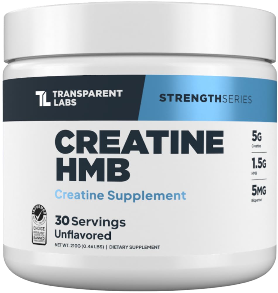 Transparent Labs Creatine HMB - Creatine Monohydrate Powder with HMB for Muscle Growth, Increased Strength, Enhanced Energy Output, and Improved Athletic Performance - 30 Servings, Unflavored Transparent Labs Au supplements