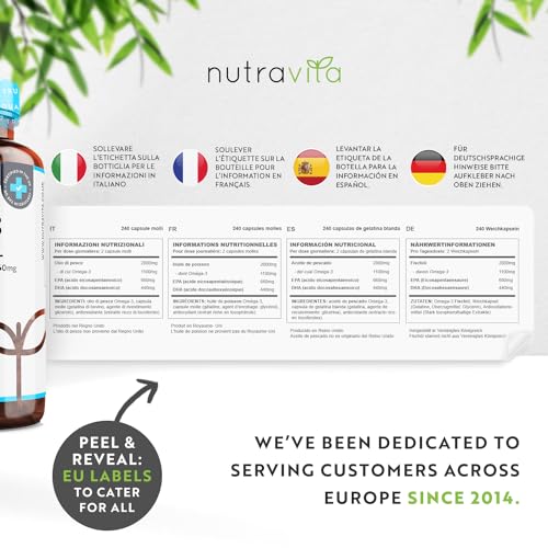 Omega 3 2000mg with 660mg EPA & 440mg DHA per Serving - 240 Softgel Capsules Nutravita Au supplements