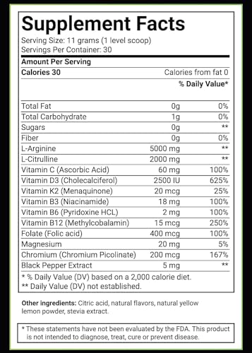 BlueEarth Company L-Arginine 5000mg + L-Citrulline Complex Powder Supplement Drink BlueEarth Company Au supplements