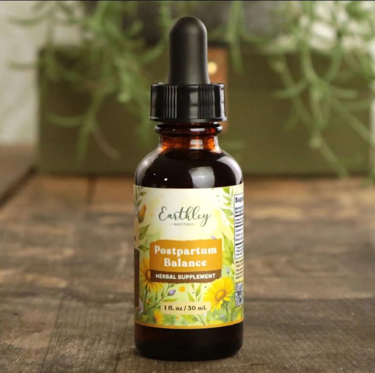 Earthley Wellness Postpartum Balance, Supports and Balances Female Hormones, Supports Postpartum Recovery, Smooths Out Mood Swings, Essential Herbs Like Dandelion Root, Catnip, & Alfalfa (2oz) Earthley Wellness Au supplements