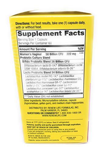 RENEW LIFE Ultimate Flora Vaginal Probiotic 50 Billion, 60 CT Renew Life Au supplements