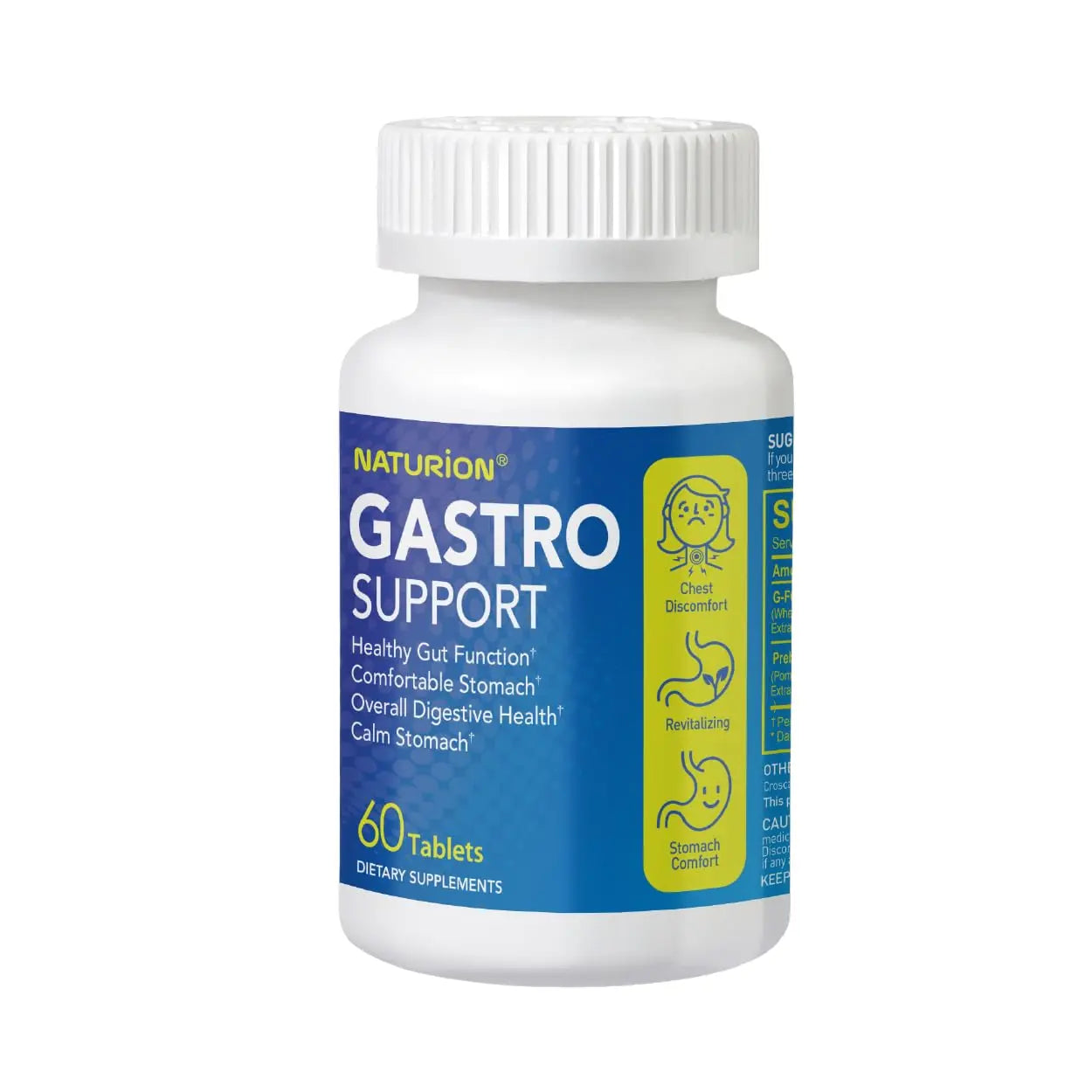 Gastro Support – Digestive Health Supplement with G-FOS Blend, Organic Ginger Root, Licorice Extract, Mastic Gum & Pomegranate – Supports Digestive Comfort & Gut Balance – 60 Tablets, 60 Day Supply NATURION Au supplements