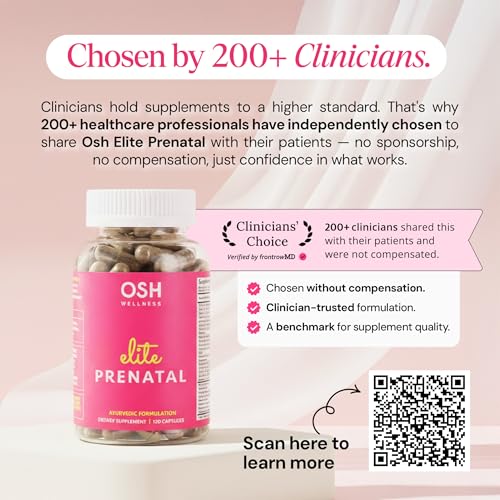 Ayurvedic Elite Prenatal Vitamins with Folate, Choline, Iron, Iodine & more | Made in USA | Optimal Bioavailability | Supports Baby's Growth and Brain Development | 30 Day Supply - OSH Wellness Freshly Moms Au supplements