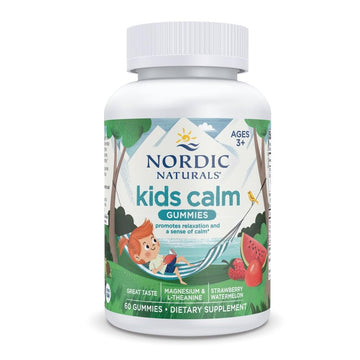 Nordic Naturals Kids Calm Gummies - Strawberry Watermelon - 60 Gummies - Magnesium L-Theanine Supplement - Calming for Kids - Relaxation Support - Up to 60 Servings Nordic Naturals Au supplements
