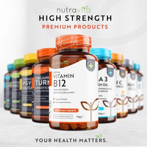Vitamin B12 1000mcg - 365 High Strength Vegan Tablets (1 Year Supply) - Max Strength Nutravita Au supplements