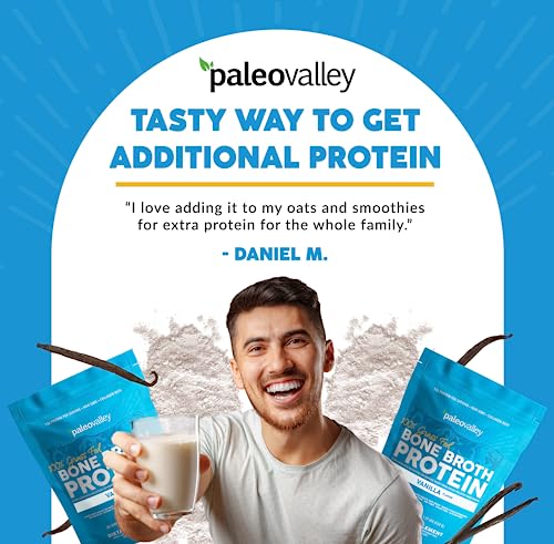 Paleovalley 100% Grass Fed Bone Broth Protein Powder - Vanilla - Rich in Collagen for Hair Paleovalley Au supplements