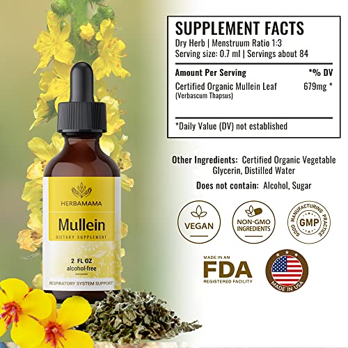 Mullein Leaf Tincture - Lung Cleanse - Vegan Lung Detox - Respiratory Health HERBAMAMA Au supplements