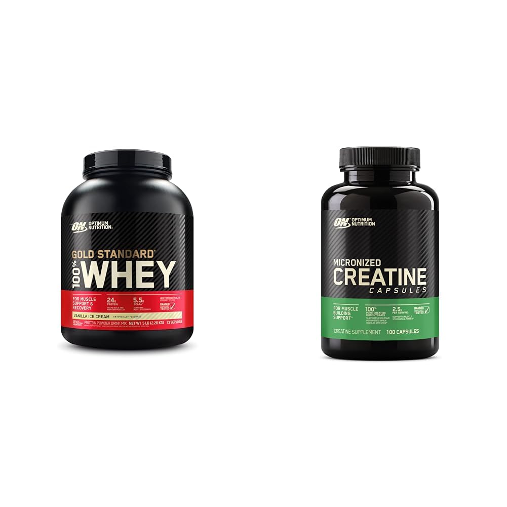 Optimum Nutrition Gold Standard 100% Whey Protein Powder, Vanilla Ice Cream & Microniz Optimum Nutrition Au supplements