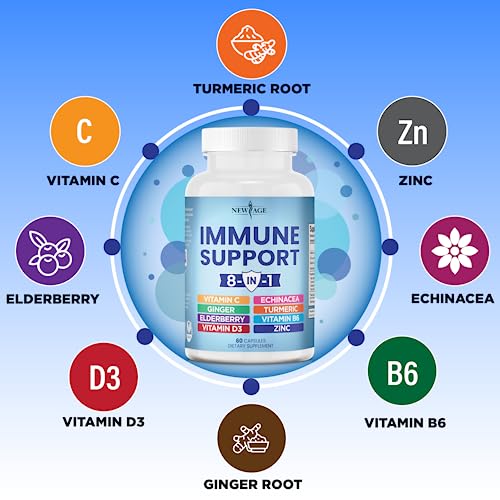 NEW AGE 8 in 1 Immune Support Booster Supplement with Echinacea, Vitamin C and Zinc NEW AGE Au supplements