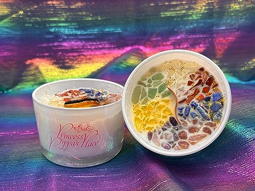 Princess Pippa's Place Healing Candles with Crystals Inside- Natural Soy Wax 7 Stones Crystal Candle Jar Msupps.com Au supplements