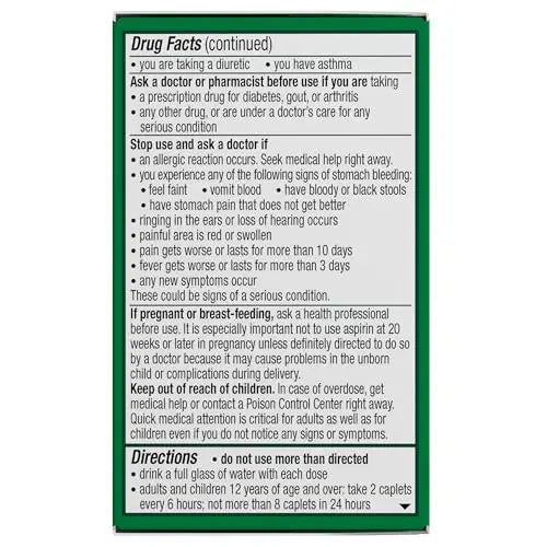 Excedrin Extra Strength Caplets for Headache Pain Relief, Acetaminophen 250mg, Aspirin 250mg, Caffeine 65mg, Pain Reliever, 24 count Excedrin Au supplements